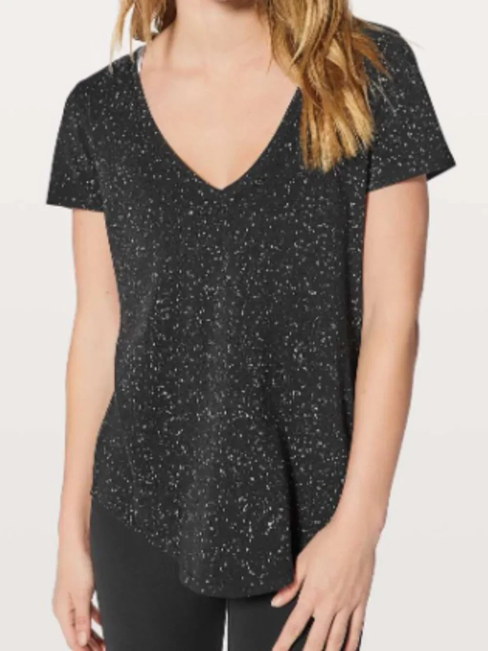 Lululemon Love Tee V-Neck Short Sleeve Shirt, White Splatter - Womens
